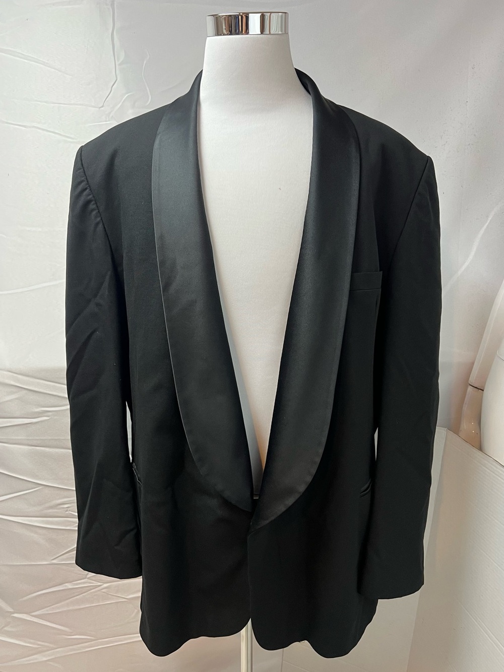 Raffinati Vintage Mens 54L Black Single Button Shawl Collar Tuxedo Blazer Jacket